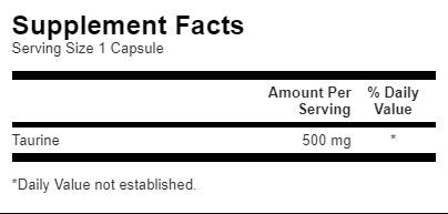 Taurine 500 mg - 100 capsules - Nutra Best Europe