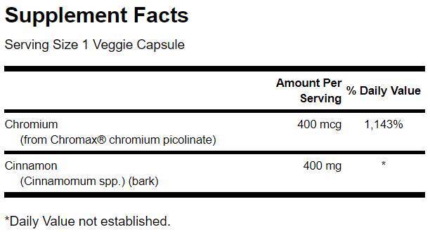 Cinnamon & Chromium with Chromax 400.4 mg - 60 capsules - Nutra Best Europe