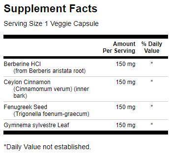 Berberine Complex with Cinnamon, Gymnema & Fenugreek 600 mg - 90 capsules - Nutra Best Europe