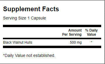 Black Walnut Hulls 500 mg - 60 capsules - Nutra Best Europe