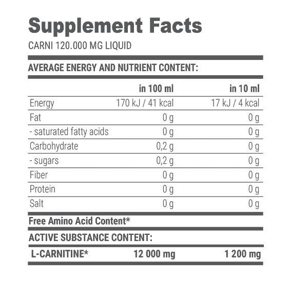 Carni Liquid L-Carnitine 120000 - 1000 ml - Nutra Best Europe