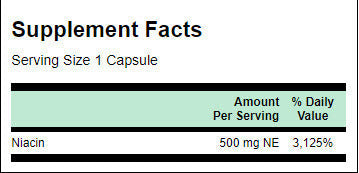 Niacin 500 mg - 250 capsules - Nutra Best Europe