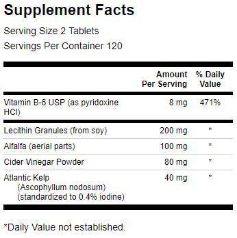 Lecithin, Kelp, B-6, & Cider Vinegar 428 mg - 240 Tablets - Nutra Best Europe