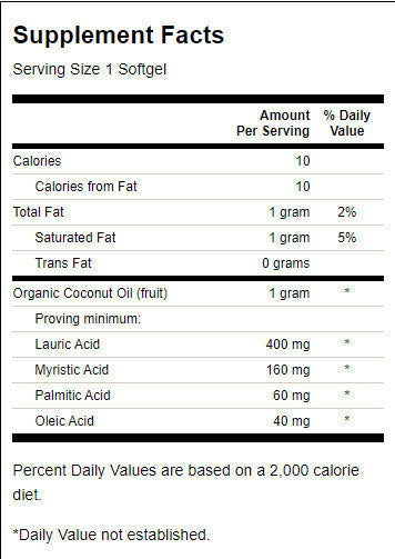 Certified Organic Coconut Oil 1000 mg - 60 Gel capsules - Nutra Best Europe