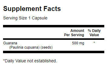Guarana 500 mg - 100 capsules - Nutra Best Europe