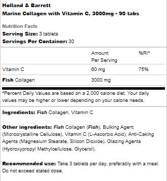 Marine Collagen with Vitamin C 3000 mg - 90 Tablets - Nutra Best Europe