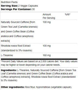 Pure Energy | Natural Caffeine, Rhodiola and L-Theanine 60 capsules - Nutra Best Europe