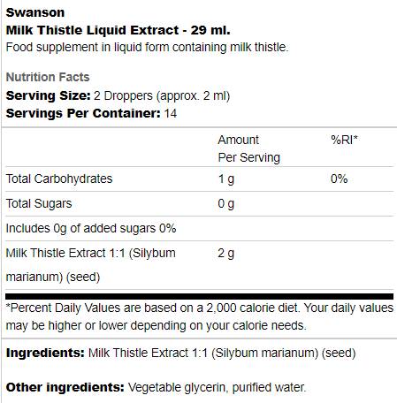 Milk Thistle Liquid Extract 29 ml - Nutra Best Europe