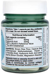 Hyaluronic Acid 20 mg / with Vitamin C - 30 capsules - Nutra Best Europe