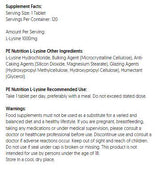PE Nutrition | L-Lysine 1000 mg - 120 Tablets - Nutra Best Europe