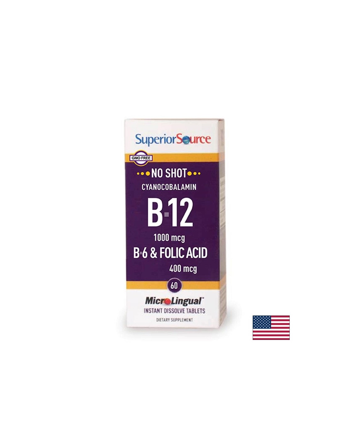 B12-vitamin, B6-vitamin + folsav, 60 nyelv alatti tabletta <tc>Superior Source</tc>