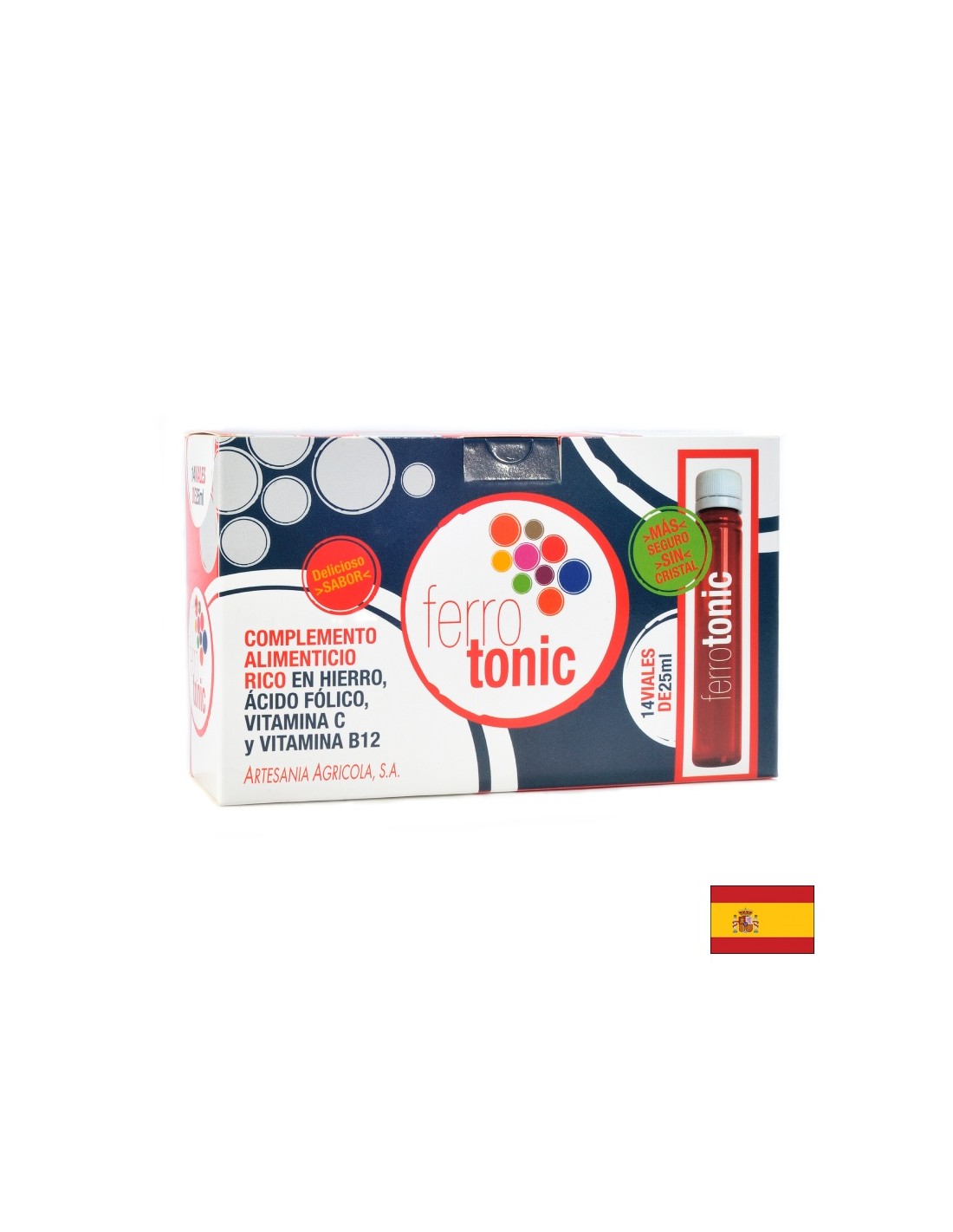 Vas + folsav és B12-vitamin & C - Ferrotonic - vérerősítő, vérszegénység és fáradtság elleni védelem, 14 ampulla x 25 ml