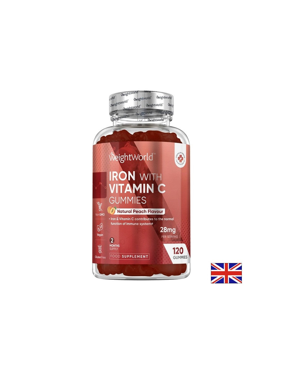 Vérszegénység - Vas + C-vitamin gumicukor, 120 db zselés tabletta, őszibarack ízű