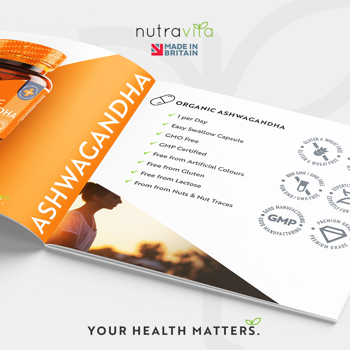 Organic Ashwagandha KSM 66 - Bio Ashwagandha 500 mg 60 Vegan Capsules - Nutra Best Europe