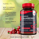 Cranberry - Red Cranberry 12500 mg 180 vegan capsules - Nutra Best Europe