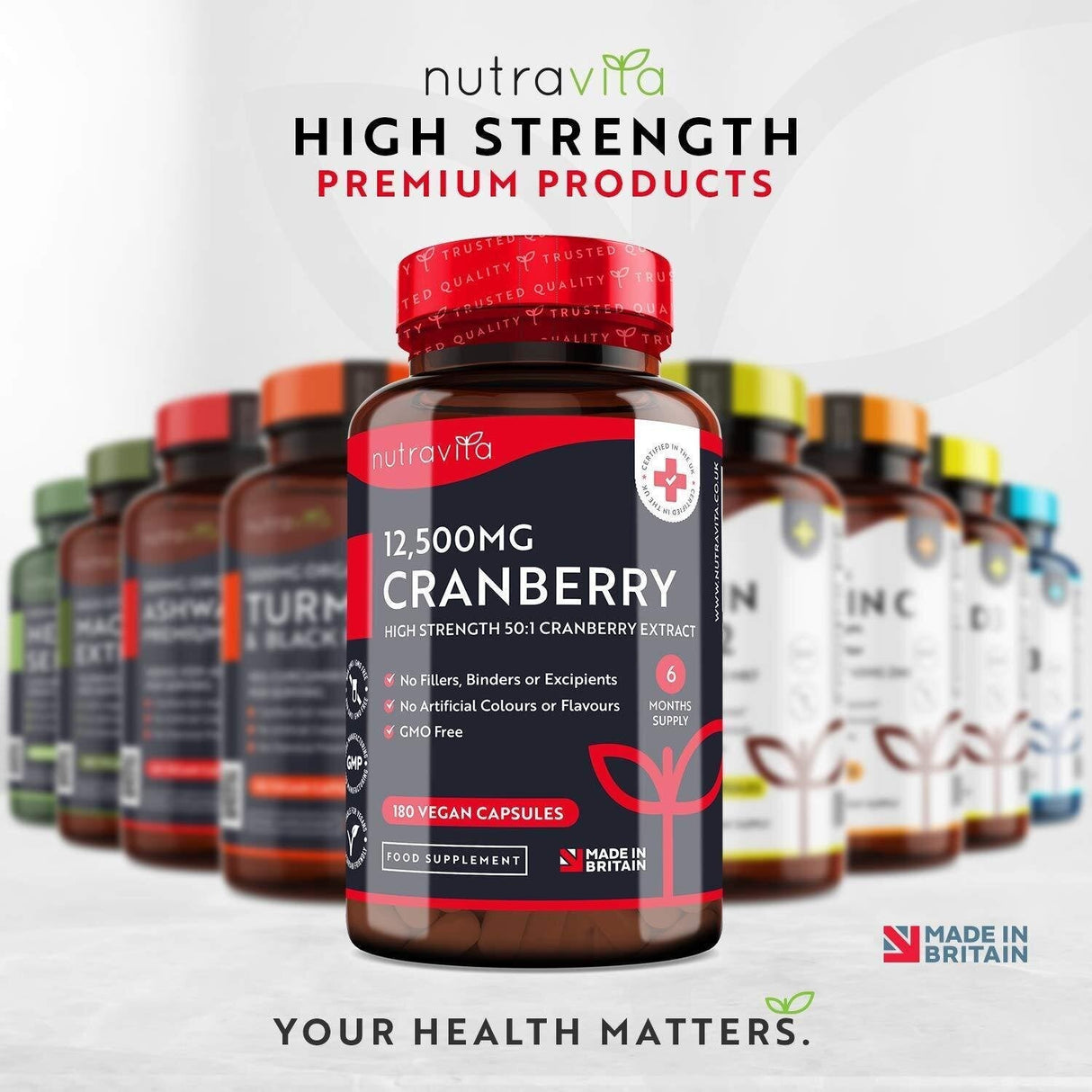 Cranberry - Red Cranberry 12500 mg 180 vegan capsules - Nutra Best Europe