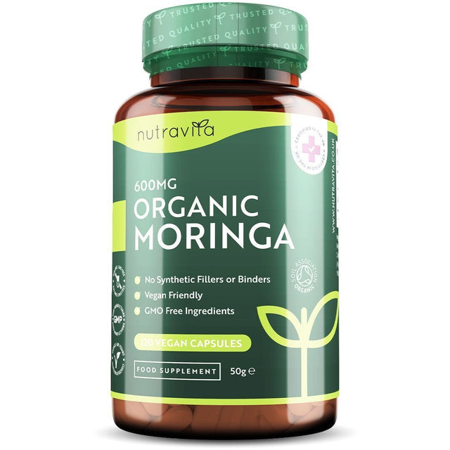 Organic Moringa - Bio Moringa 600 mg 120 Vegan Capsules - Nutra Best Europe