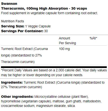 Theracurmin 100mg | High Absorption 30 capsules - Nutra Best Europe