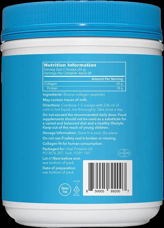 Collagen Peptides Original | Hair, Skin & Nails Support - 567 grams - Nutra Best Europe