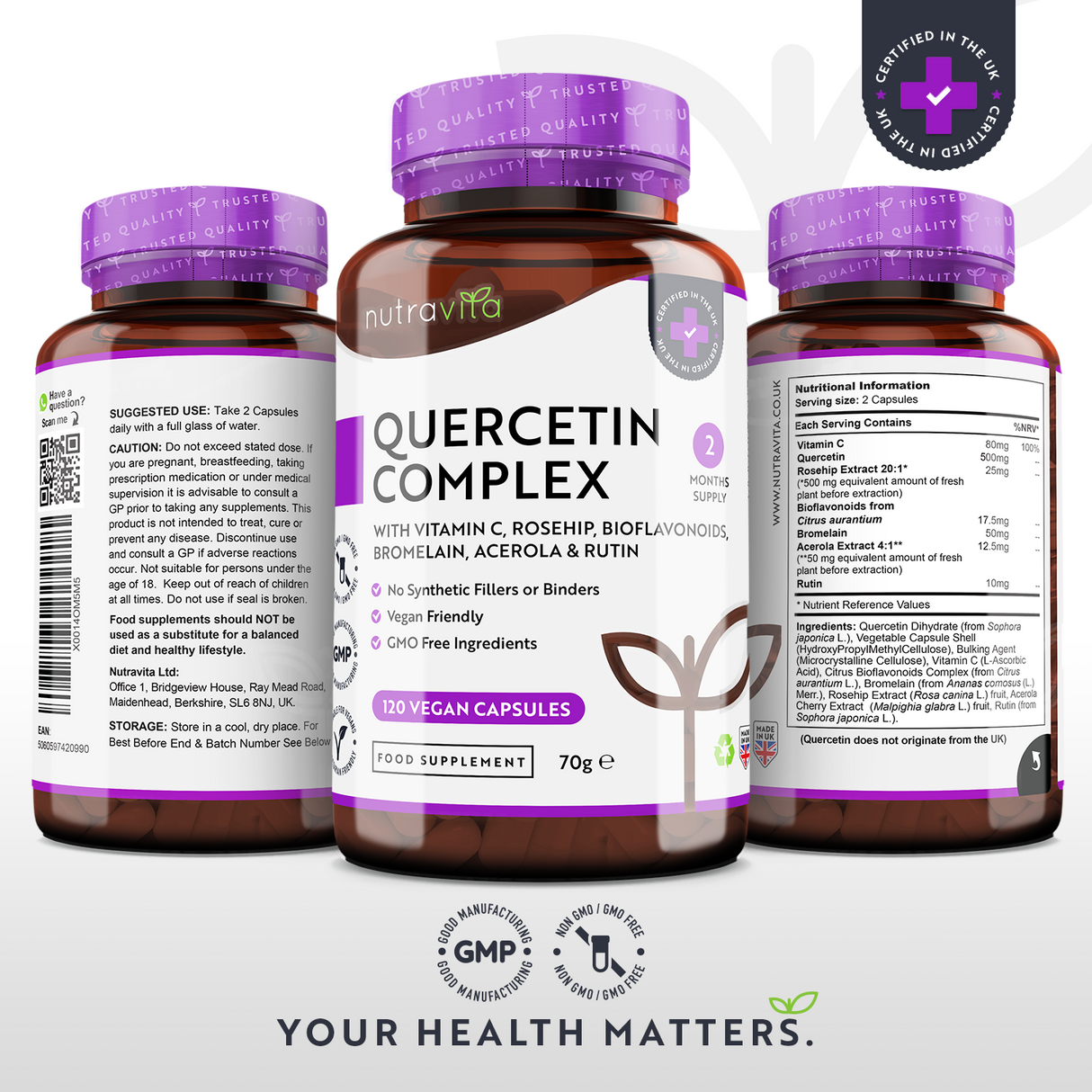 Quercetin Complex with Bromelain 120 VCaps. Nutravita - Nutra Best Europe