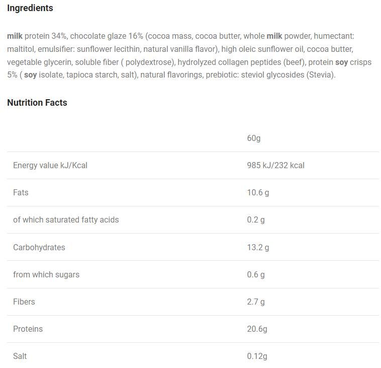 LoCarb Protein Bars | Keto Friendly  Stracciatella x 60 grams - Nutra Best Europe