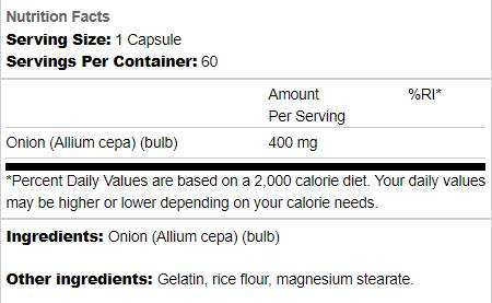Full Spectrum Onion Bulb 400 mg 60 capsules - Nutra Best Europe