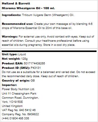 Miaroma Wheatgerm Oil - 100 ml - Nutra Best Europe