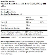Vitamin C Timed Release 500 mg | With Bioflavonoids - 250 Tablets - Nutra Best Europe