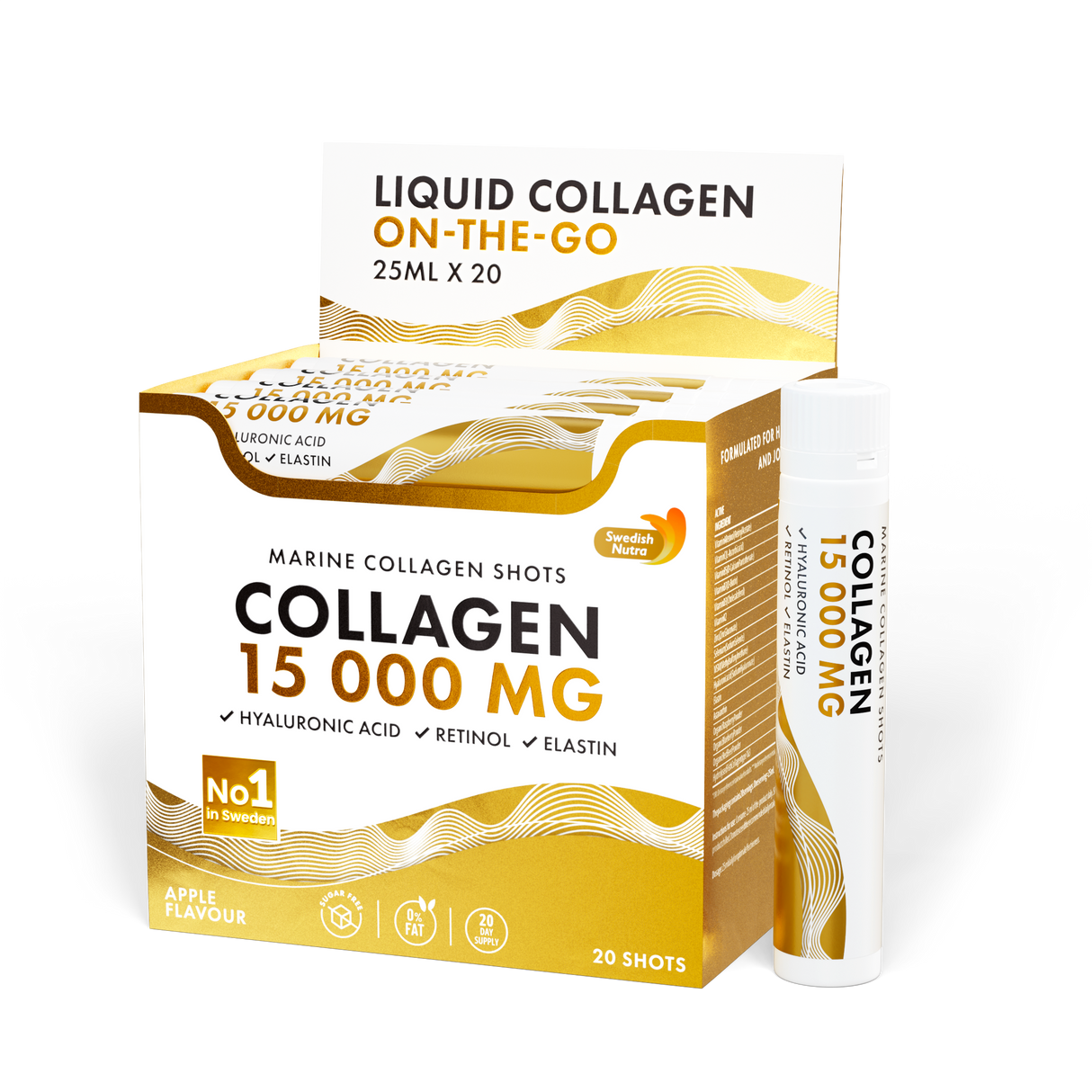 Halkollagén 15 000 mg retinollal, elasztinnal és hialuronsavval - 20 x 25 ml