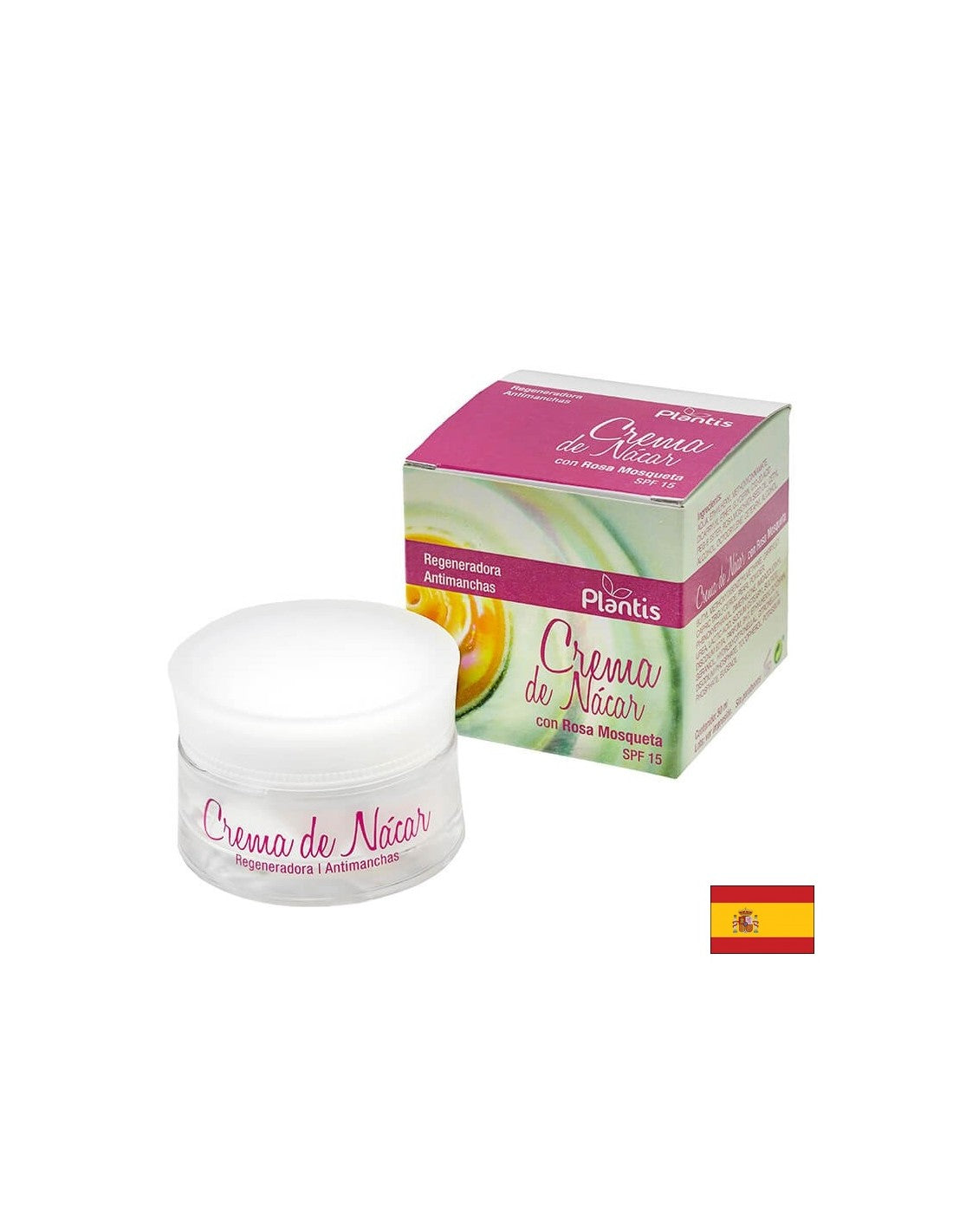 Arckrém csipkebogyóval és gyöngyporral (15-ös védőfaktor) - Crema de Nácar con Rosa Mosqueta SPF 15 Plantis®, 50 ml Arte<tc>san</tc>ia