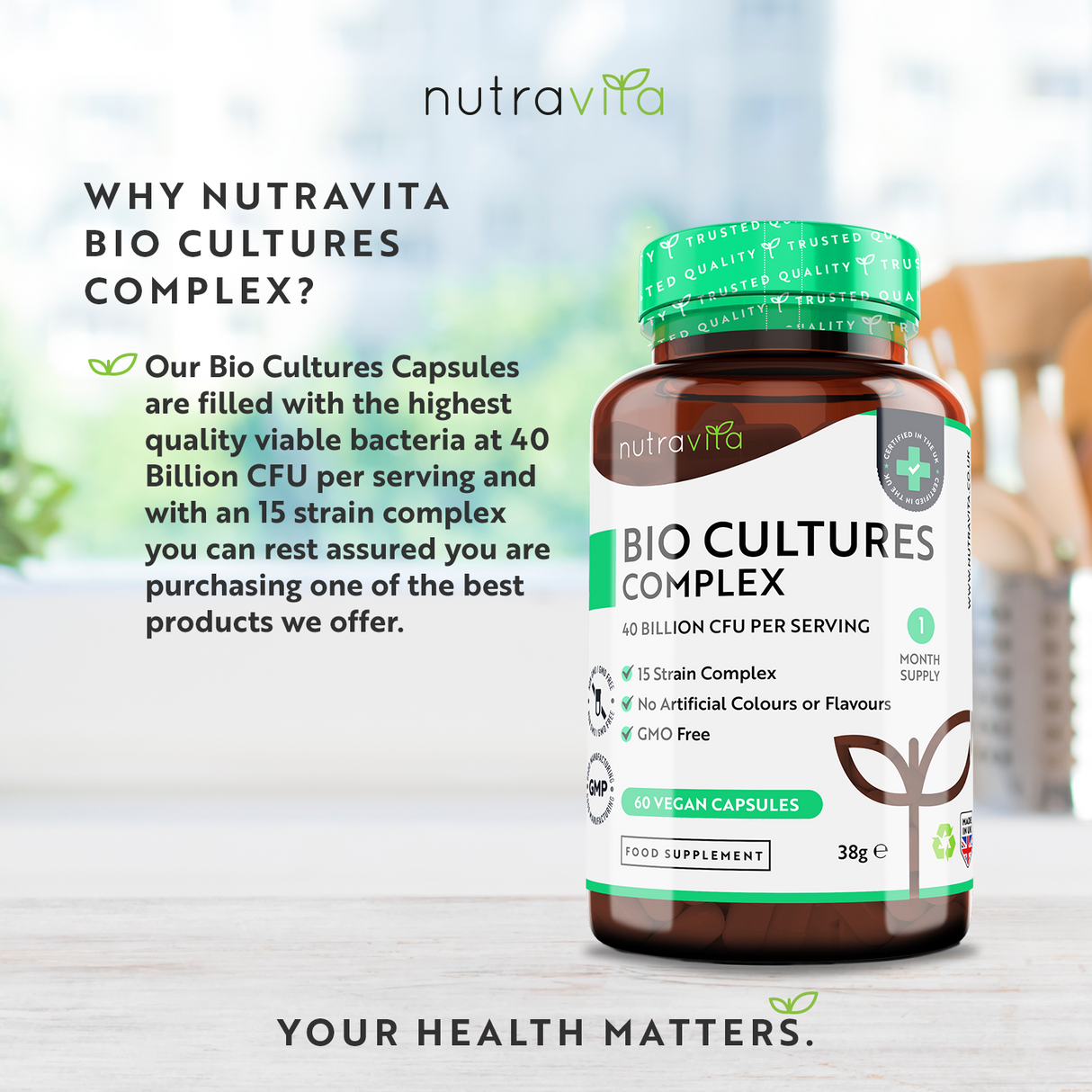 Probiotic 20 billion CFU 15 strains /60 capsules, 60 doses/ Nutravita - Nutra Best Europe