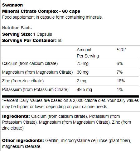 Mineral Citrate Complex - 60 capsules - Nutra Best Europe