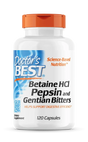 BEST Betaine HCL 650 mg / with Pepsin & Gentian Bitters - 120 capsules - Nutra Best Europe