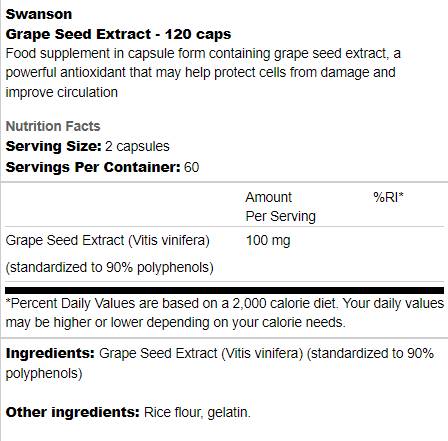 Grape Seed Extract 50 mg 120 capsules - Nutra Best Europe