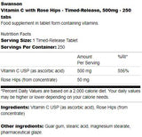Timed-Release Vitamin C 500 mg | With Rose Hips 250 Tablets - Nutra Best Europe