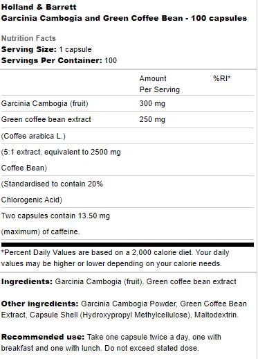 Garcinia Cambogia and Green Coffee Bean - 100 capsules - Nutra Best Europe
