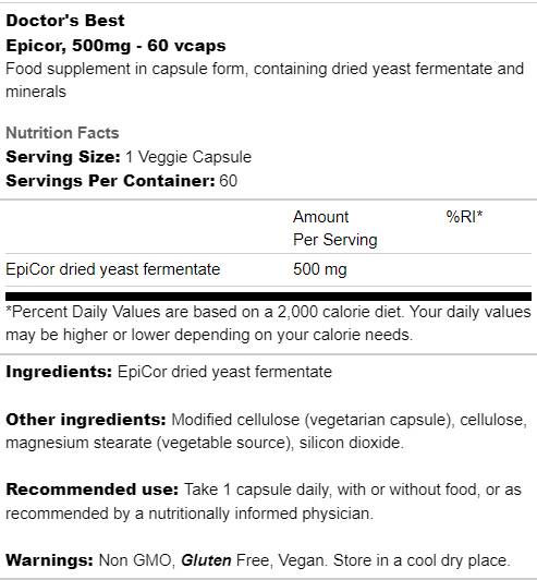 Epicor 500 mg | High Metabolite Immunogens - 60 capsules - Nutra Best Europe