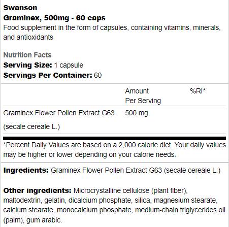 Graminex 500mg | Flower Pollen Extract 60 capsules - Nutra Best Europe