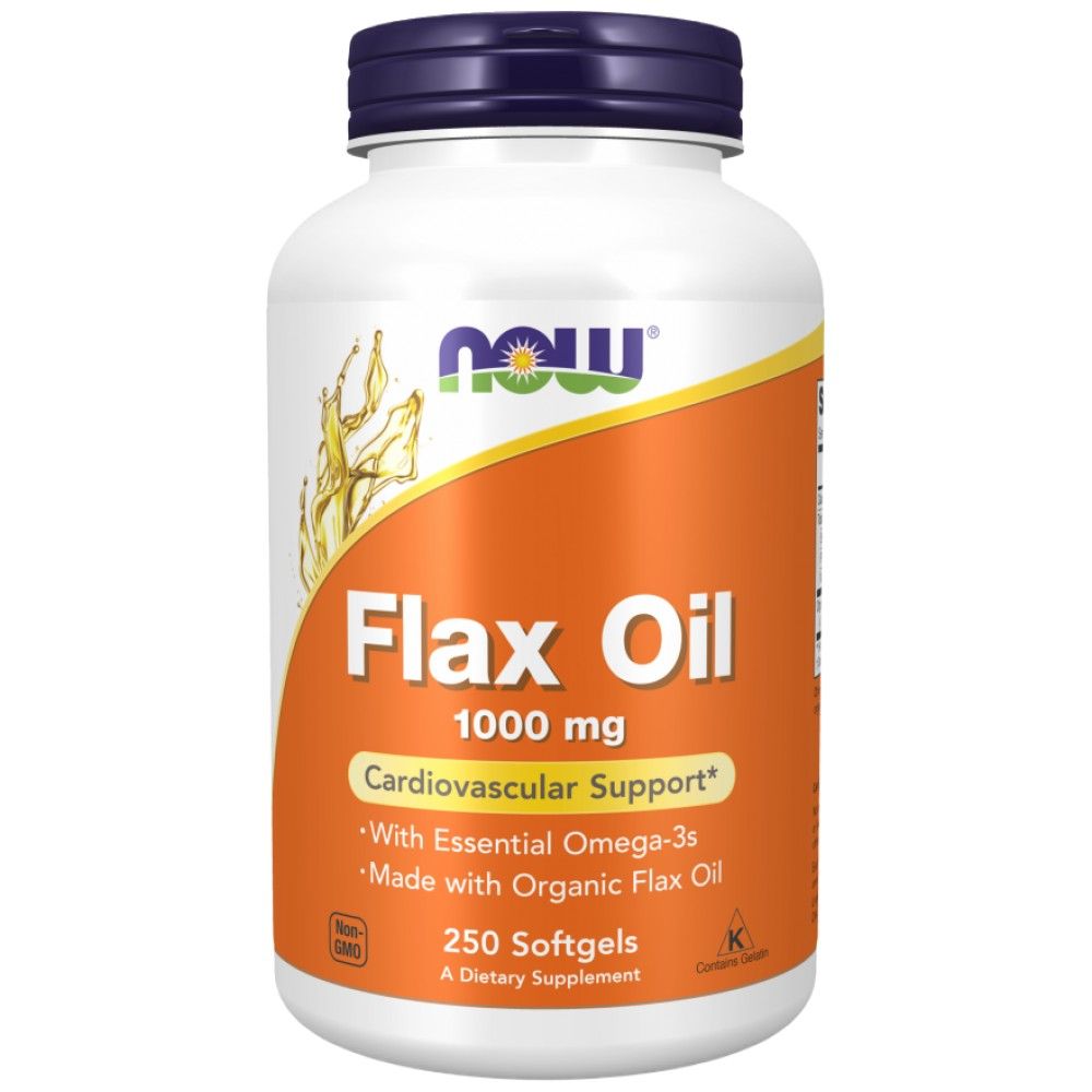 Flax Oil Organic 1000 mg - 100 Gel capsules - Nutra Best Europe
