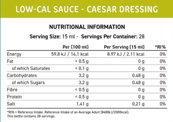 Fit Cuisine Low-Cal Sauce | Caesar Dressing - 425 ml - Nutra Best Europe