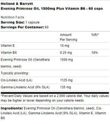 Evening Primrose Oil 1500 mg | Plus Vitamin B6 - 60 capsules - Nutra Best Europe