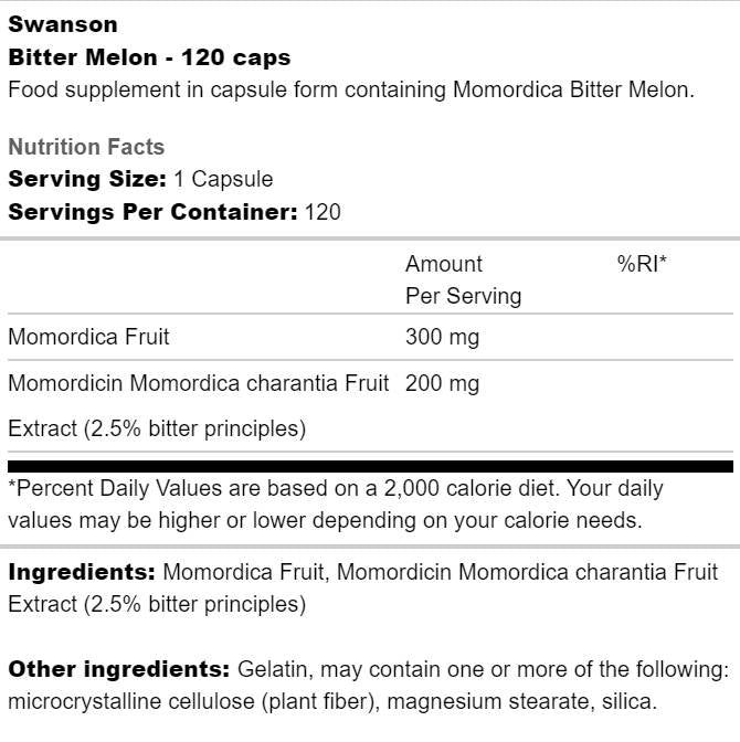 Bitter Melon Extract 500 mg 120 capsules - Nutra Best Europe