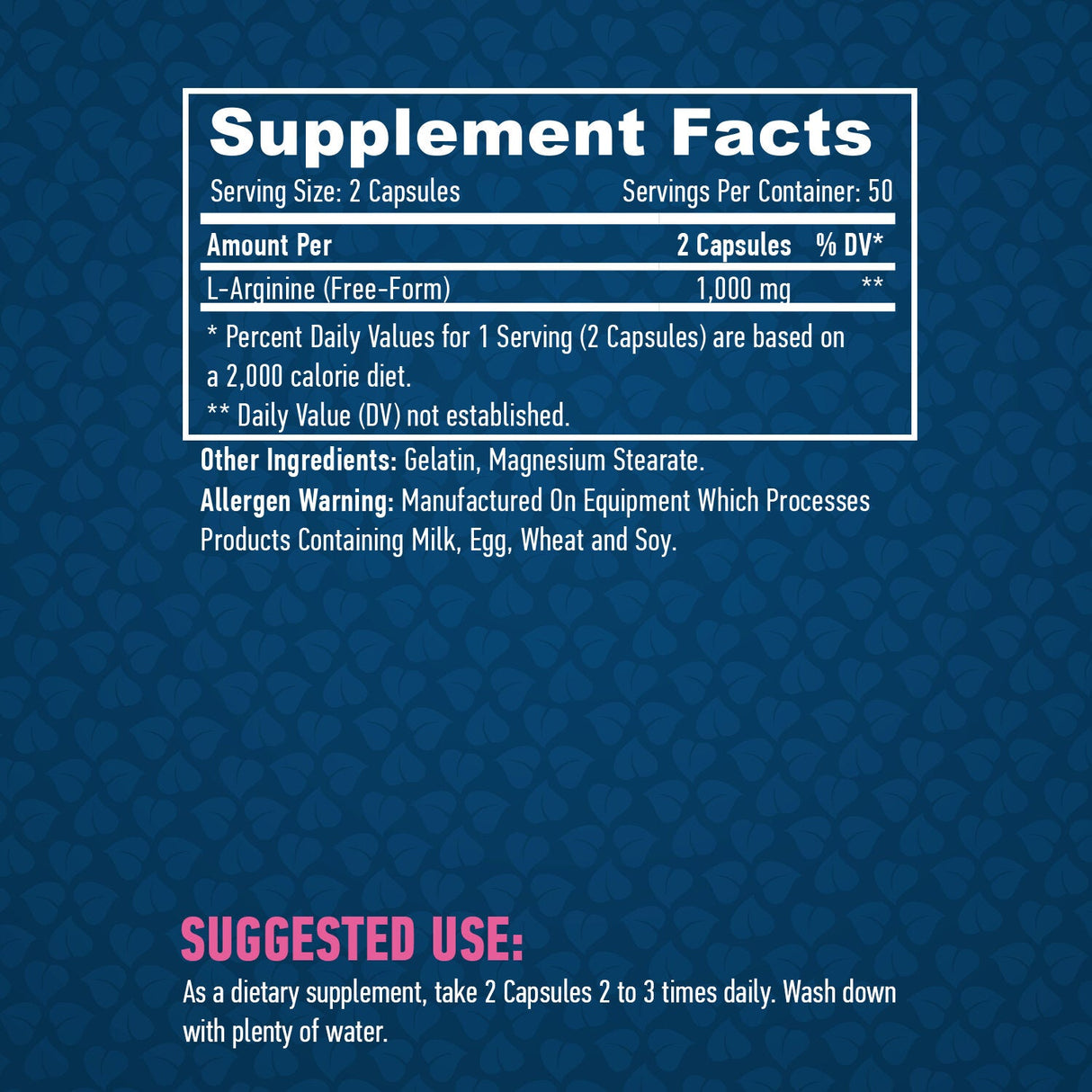 L-Arginine 500mg. / 100 Caps. - Nutra Best Europe