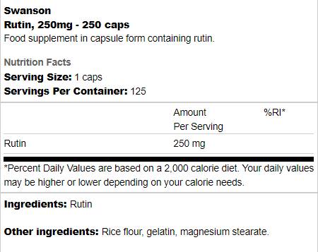 Rutin 250 mg 250 capsules - Nutra Best Europe