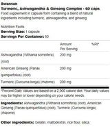 Turmeric, Ashwagandha and Ginseng Complex 60 capsules - Nutra Best Europe