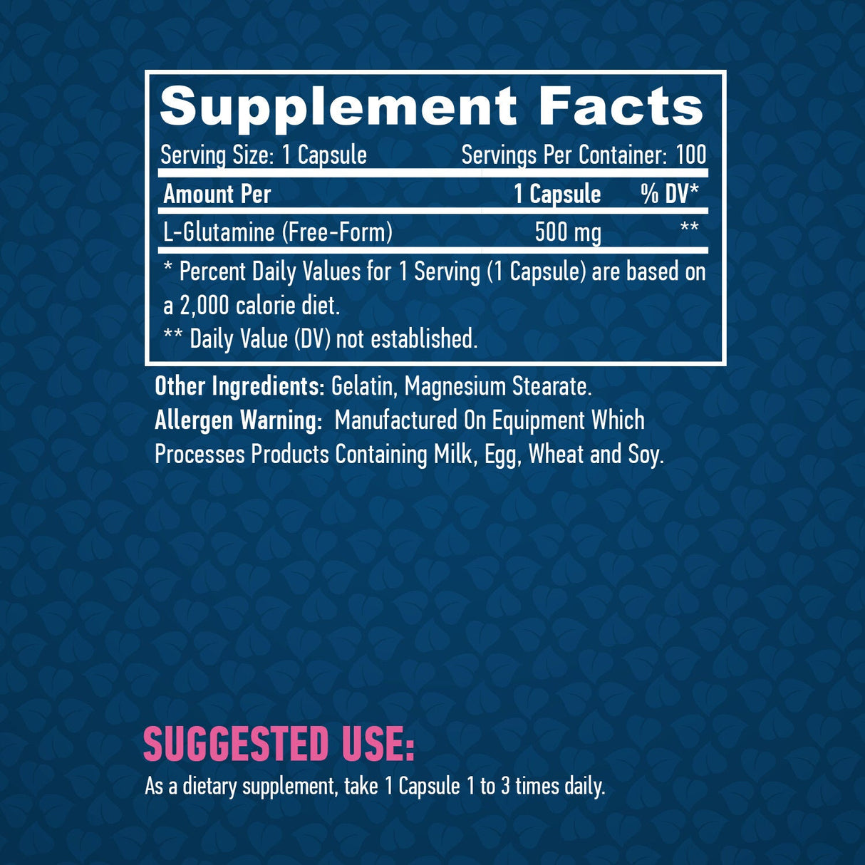 L-Glutamine 500mg. / 100caps. - Nutra Best Europe