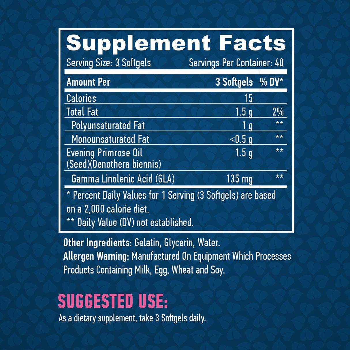 Evening Primrose Oil / Cold Pressed / 500mg. / 120 Softgels - Nutra Best Europe