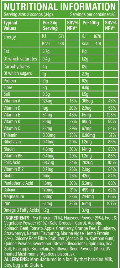 Superfood Greens Powder - 952 grams - Nutra Best Europe