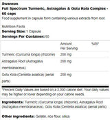 Full Spectrum Turmeric, Astragalus and Gotu Kola Complex 60 capsules - Nutra Best Europe