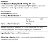 Full Spectrum Papaya Leaf 400 mg 60 capsules - Nutra Best Europe